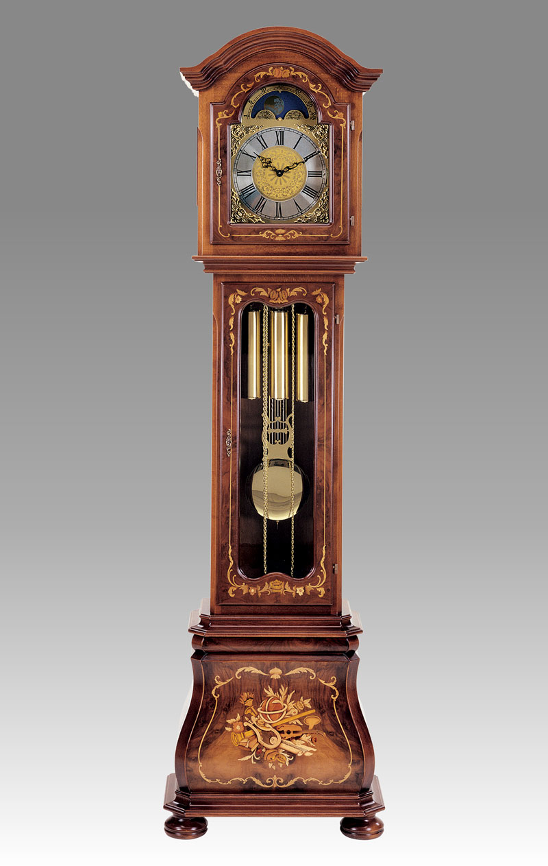 Grandfather clock Art.538/3 walnut root inlay